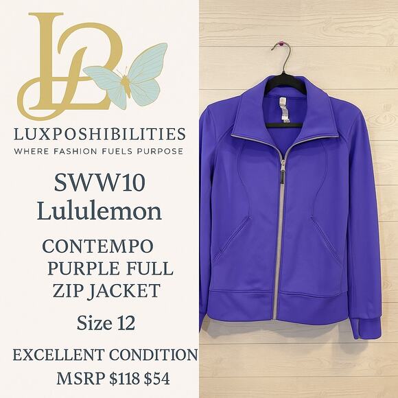 Lululemon Contempo full zip purple/blue size 12 in mint condition - Picture 1 of 9
